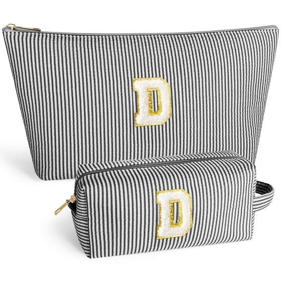 DAKIMOE Makeup Bag Cosmetic Bags Organizer Personalized Initial Travel Essentials Toiletry Bag for Birthday Christmas Girlfriend Teacher Valentines Day Gifts