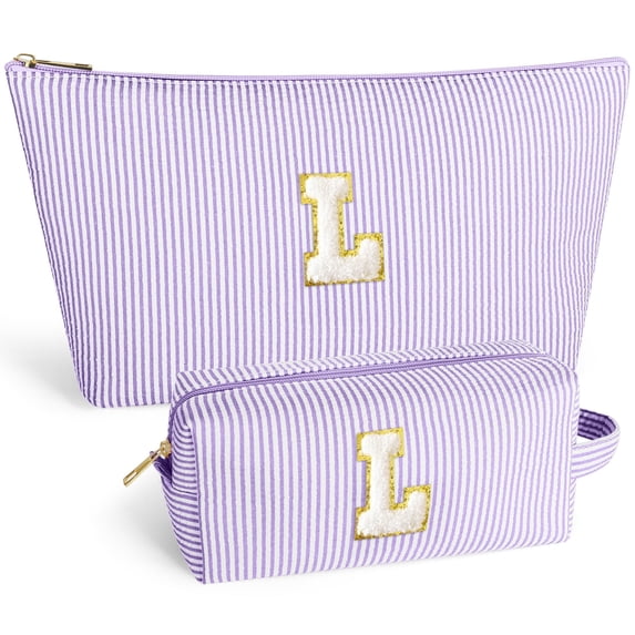 DAKIMOE Makeup Bag Cosmetic Bags Organizer Personalized Initial Travel Essentials Toiletry Bag for Birthday Christmas Girlfriend Teacher Valentines Day Gifts