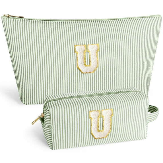 DAKIMOE Makeup Bag Cosmetic Bags Organizer Personalized Initial Travel Essentials Toiletry Bag for Birthday Christmas Girlfriend Teacher Valentines Day Gifts