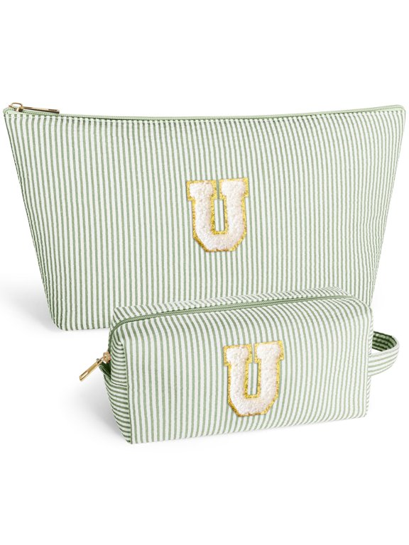 Makeup Bag Cosmetic Bags Organizer Personalized Initial Travel Essentials Toiletry Bag for Birthday Christmas Girlfriend Teacher Valentines Day Gifts