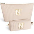 thumbnail image 1 of DAKIMOE Makeup Bag Cosmetic Bags Organizer Personalized Initial Travel Essentials Toiletry Bag for Birthday Christmas Girlfriend Teacher Valentines Day Gifts, 1 of 9
