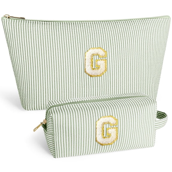 DAKIMOE Makeup Bag Cosmetic Bags Organizer Personalized Initial Travel Essentials Toiletry Bag for Birthday Christmas Girlfriend Teacher Valentines Day Gifts