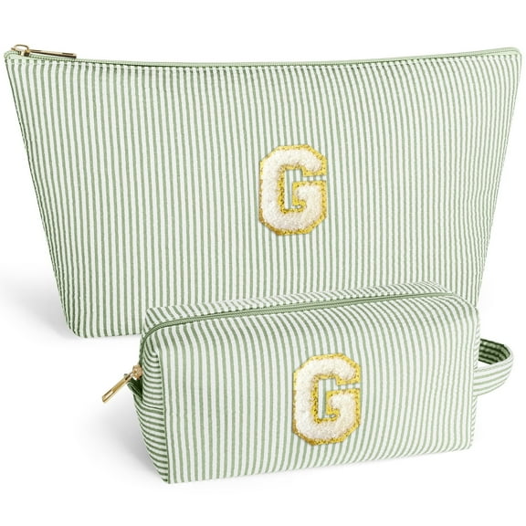 DAKIMOE Makeup Bag Cosmetic Bags Organizer Personalized Initial Travel Essentials Toiletry Bag for Birthday Christmas Girlfriend Teacher Valentines Day Gifts