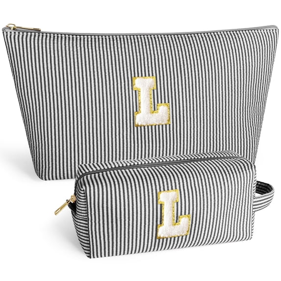DAKIMOE Makeup Bag Cosmetic Bags Organizer Personalized Initial Travel Essentials Toiletry Bag for Birthday Christmas Girlfriend Teacher Valentines Day Gifts