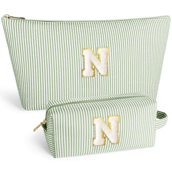 DAKIMOE Makeup Bag Cosmetic Bags Organizer Personalized Initial Travel Essentials Toiletry Bag for Birthday Christmas Girlfriend Teacher Valentines Day Gifts