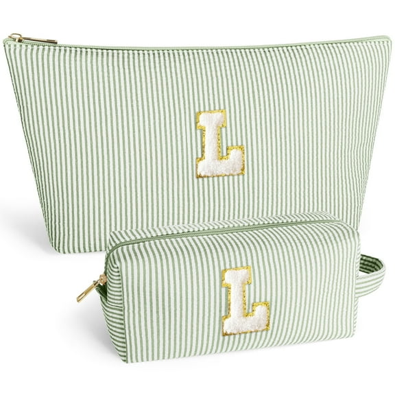 DAKIMOE Makeup Bag Cosmetic Bags Organizer Personalized Initial Travel Essentials Toiletry Bag for Birthday Christmas Girlfriend Teacher Valentines Day Gifts