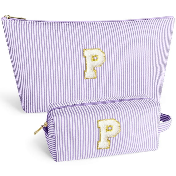 DAKIMOE Makeup Bag Cosmetic Bags Organizer Personalized Initial Travel Essentials Toiletry Bag for Birthday Christmas Girlfriend Teacher Valentines Day Gifts