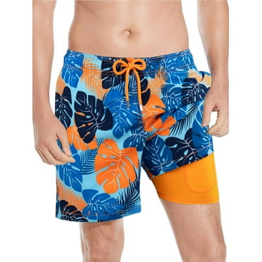 DAKIMOE Men's Swim Trunks with Mesh Lining Quick Dry Sports Shorts Beach Shorts Boardshorts Bathing Suit Swimwear, 2XL