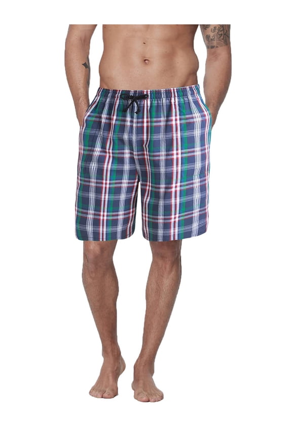 Mens Sleep Shorts Pajama Shorts Cotton Sleeping Short Pajamas Bottoms for Men Comfy Mens Board Shorts Sleepwear Lounge Bottom, Green Plaid, M