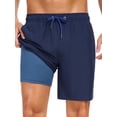 thumbnail image 1 of DAKIMOE Mens Swim Trunks with Compression Liner Quick Dry Board Shorts Beach Sports Short for Men Swimming Bathing Suits with Pockets Swimwear Surfing S to XL, 1 of 9