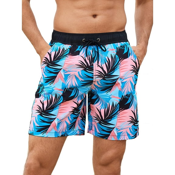 DAKIMOE Mens Swim Trunks with Compression Liner Quick Dry Sports Beach Shorts for Men Swimming Board Shorts Bathing Suits with Pockets Swimwear Surfing S to XL