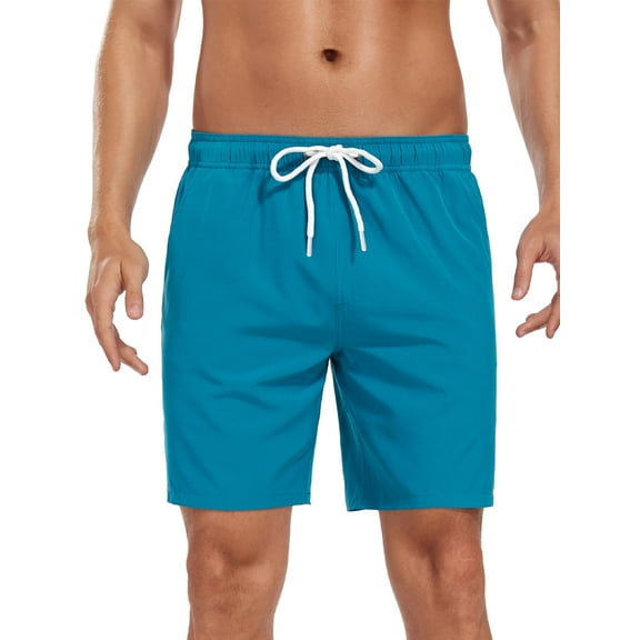 DAKIMOE Mens Swim Trunks with Compression Liner Quick Dry Sports Beach Shorts for Men Swimming Board Shorts Bathing Suits with Pockets Swimwear Surfing S to XL