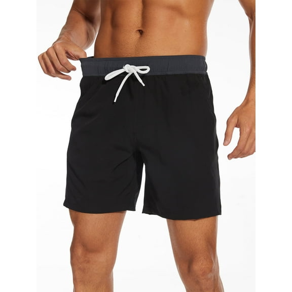 DAKIMOE Mens Swim Trunks with Compression Liner Quick Dry Sports Beach Shorts for Men Swimming Board Shorts Bathing Suits with Pockets Swimwear Surfing S to XL