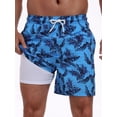 thumbnail image 1 of DAKIMOE Mens Swim Trunks 2 in 1 Swim Shorts with Compression Liner Quick Dry Swimsuits Bathing Suits Stretch Swimming Board Shorts Beach Swimwear with Zipper Pockets, 1 of 9