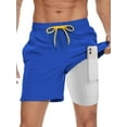 thumbnail image 1 of DAKIMOE Mens Swim Trunks Stretch Water Beach Shorts with Compression Liner 2 in 1 Quick-Dry Swimming Shorts with Zipper Pockets, Bright Blue, L, 1 of 8