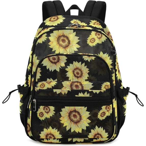DAKIMOE Mesh Backpack School Backpack Bookbag Heavy Duty See Through Transparent Backpack Stadium Approved Large Capacity with Multiple Compartments Pockets for School Beach Swimming Sports Work