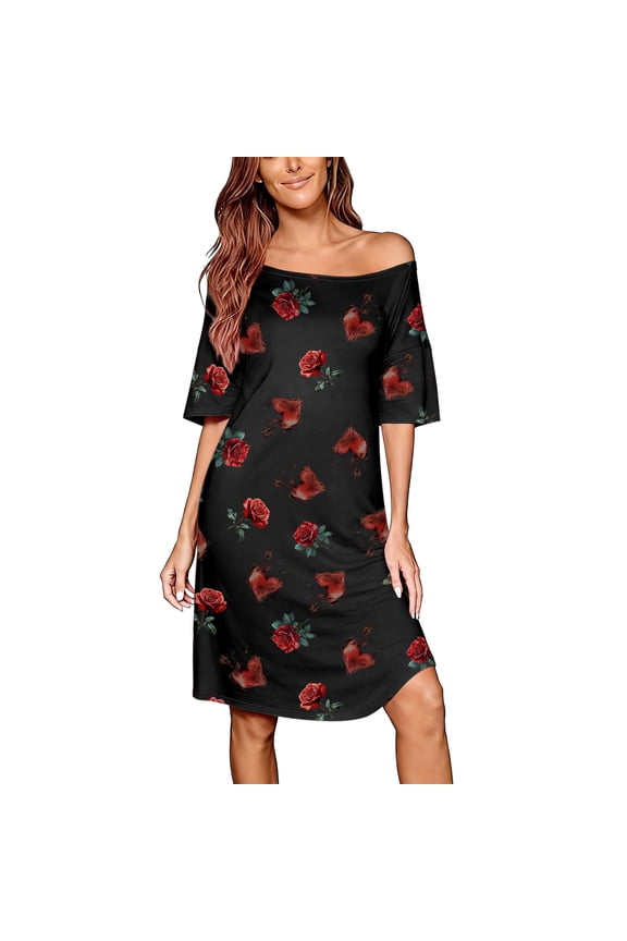 Nightgowns for Women Short Sleeve Sleep Shirt Comfy Cute Casual Loose Pajamas Sleepwear Valentine's Day Gift