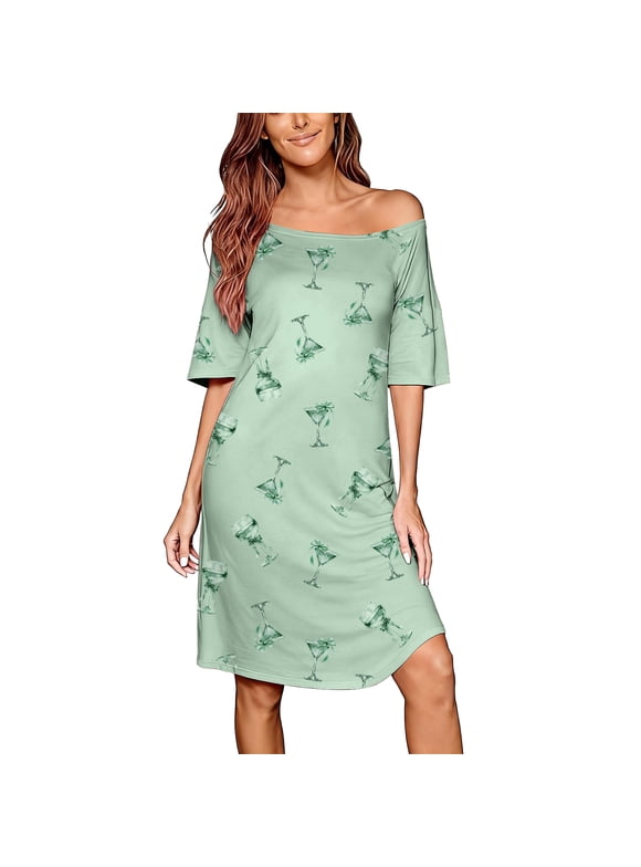 Nightgowns for Women Short Sleeve Sleep Shirt Comfy Cute Casual Loose Pajamas Sleepwear Valentine's Day Gift