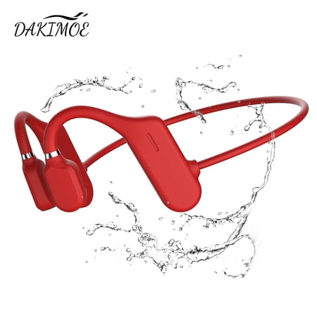 Sanmadrola Open Ear Bone Conduction Headphones Wireless Bluetooth IPX5 Waterproof Sports Headsets with Built-in Microphones for iPhone Android Running Workout Gym, Red