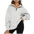 thumbnail image 1 of DAKIMOE Oversized Half Zip Sweatshirt Long Sleeve Sweater (Women’s), 1 of 4