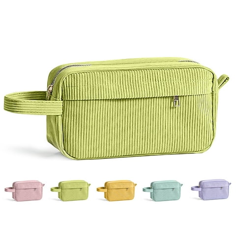DAKIMOE Pencil Case Cute Pencil Pouch Corduroy Colored Large Capacity Soft Lightweight Versatile Stationary for Students Teens Adults, Green