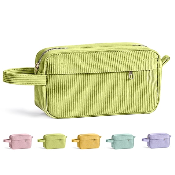DAKIMOE Pencil Case Cute Pencil Pouch Corduroy Colored Large Capacity Soft Lightweight Versatile Stationary for Students Teens Adults, Green