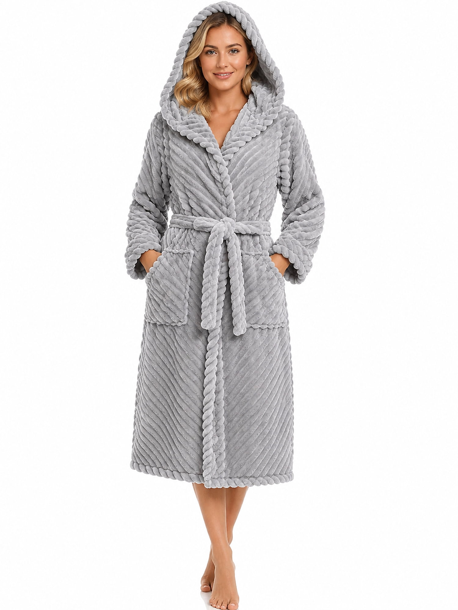 DAKIMOE Premium Robes for Women Super Cloud Soft Cozy Fleece Womens ...