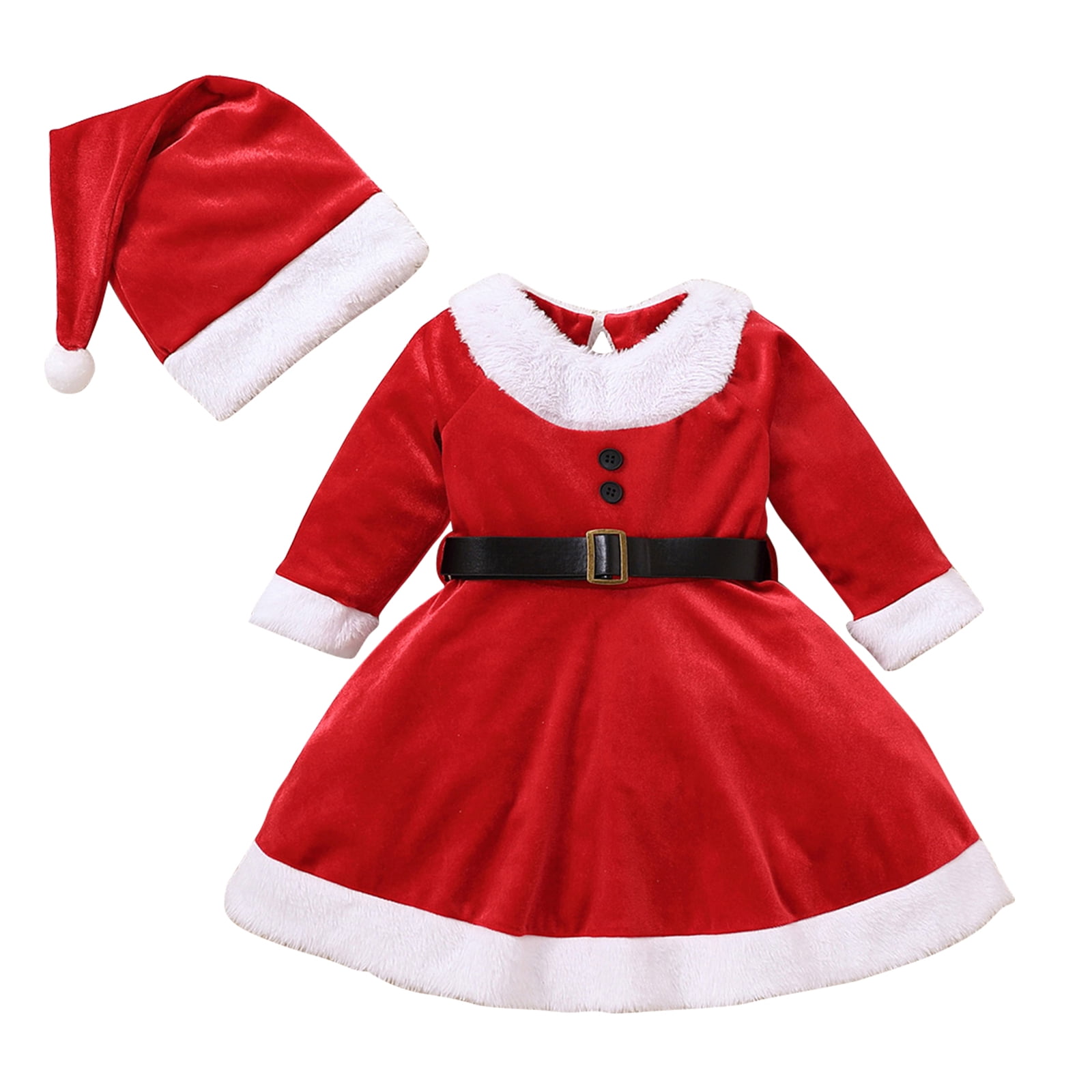 DAKIMOE Santa Claus Costume for Kids Christmas Dress Outfit for Girls