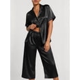 thumbnail image 1 of DAKIMOE Silk Satin Pajama Set for Women Capri Pajamas Short Sleeve Button Down Two Piece Pjs Sleepwear Soft Loungewear Nightwear, 1 of 8