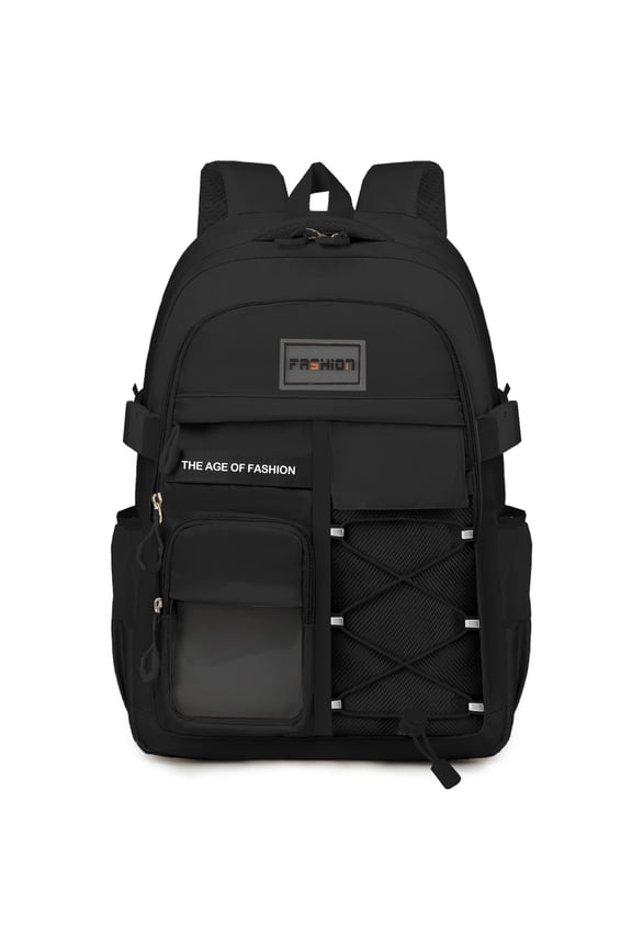 School Backpack High School Bookbag Durable Large Capacity Lightweight Daypack for College Students Travel Daypack, Black