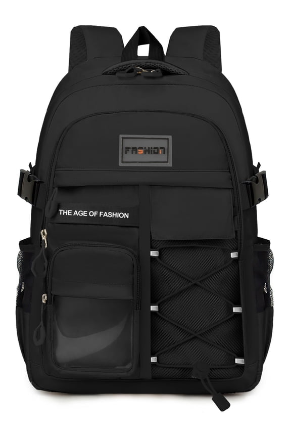 School Backpack High School Bookbag Durable Large Capacity Lightweight Daypack for College Students Travel Daypack, Black