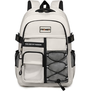 Mochila escolar para preparatoria y universidad, resistente, grande, ligera, para viajes, gris