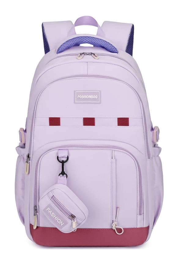 School Backpack for College High Middle School Fashion Student Bag Cute Aesthetic Teen Bookbag for Teens Women Kids Girls Purple