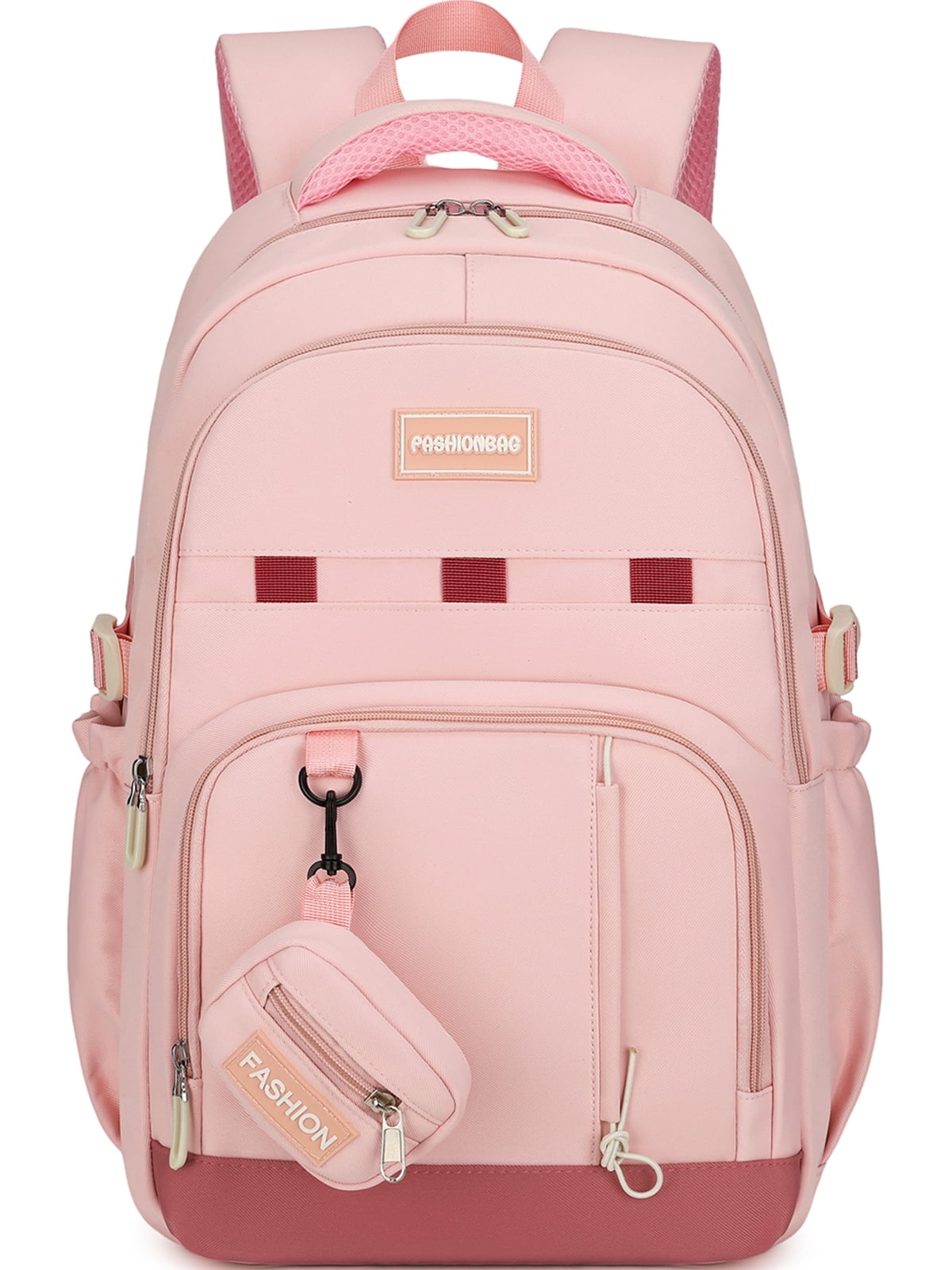 DAKIMOE School Backpack for College High Middle School Fashion Student Bag Cute Aesthetic Teen Bookbag for Teens Women Kids Girls Pink