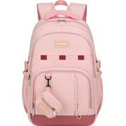 School Backpack for College High Middle School Fashion Student Bag Cute Aesthetic Teen Bookbag for Teens Women Kids Girls Pink
