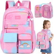 School Backpack Pink Starry Rainbow Bookbag Cute Large Capacity Backpack Multifunction Fashion Casual Laptop Travel Daypacks Kawaii Bag For Teens Students, 17 i