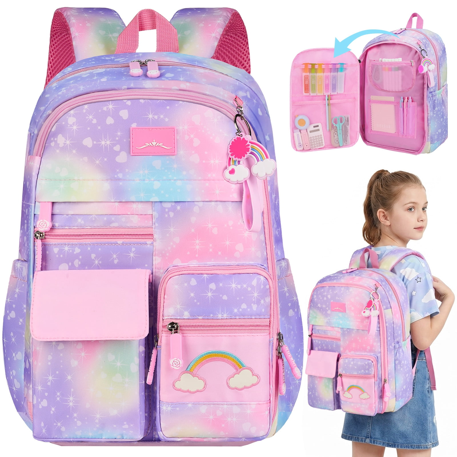 backpack for school with laptop compartment BJLFS Green Cute Small Travel Laptop Backpack Women Men Waterproof College Backpack Simple School Bag for Teens Girls Boys Zipper closure School Work Travel 15.6In laptop