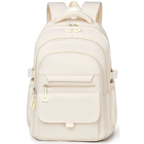 DAKIMOE School Backpack for College High Middle School Fashion Student bag, Cute Aesthetic Teen Bookbag for Teens Women, Beige