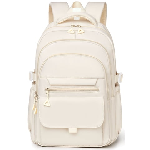 School Backpack for College High Middle School Fashion Student bag, Cute Aesthetic Teen Bookbag for Teens Women, Beige