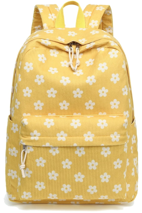 School Backpack Large Capacity Bookbag Water-Resistant Laptop Backpacks for Teen adults, Lightweight Travel Daypack for Women Middle School College Yellow Flower