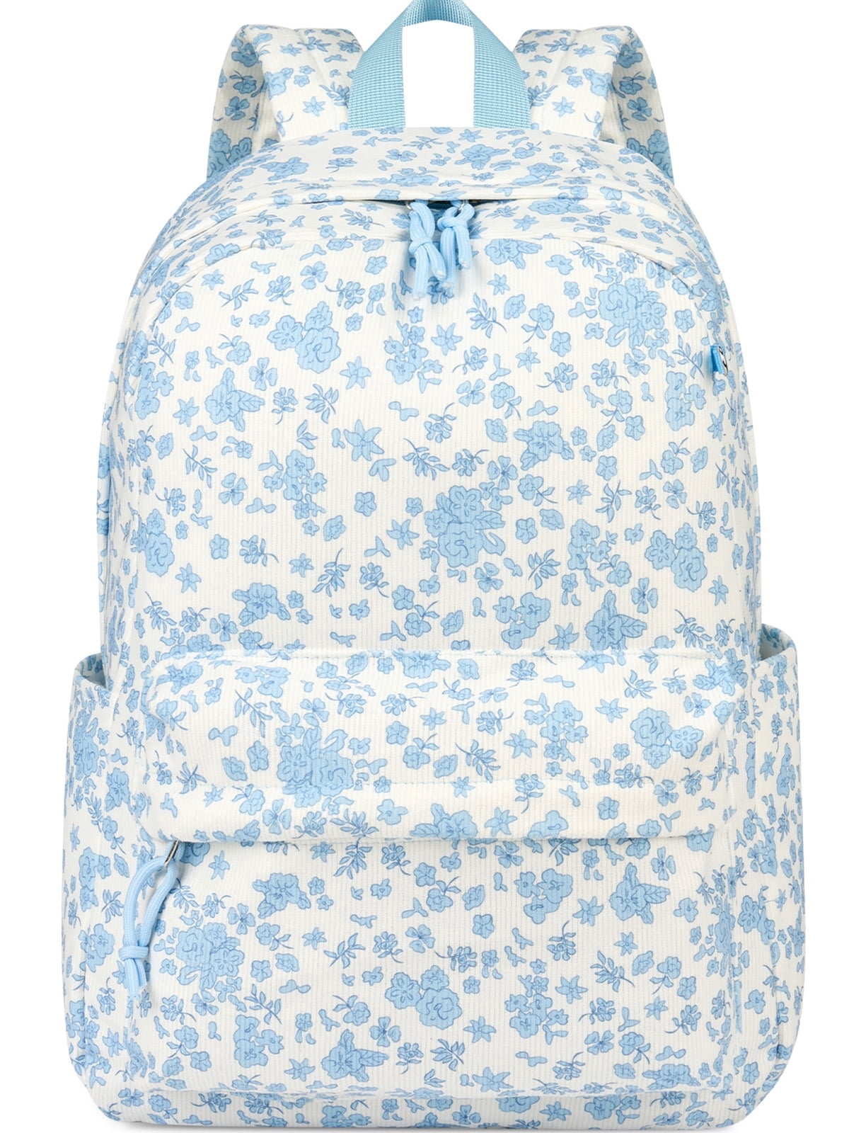 DAKIMOE School Backpack Large Capacity Bookbag Water-Resistant Laptop Backpacks for Teen adults, Lightweight Travel Daypack for Women Middle School College Blue Flower