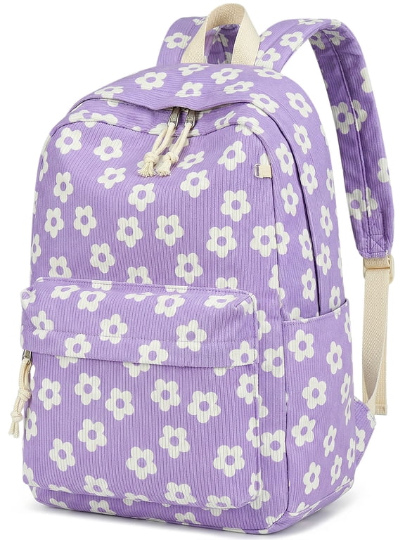 School Backpack Large Capacity Bookbag Water-Resistant Laptop Backpacks for Teen adults, Lightweight Travel Daypack for Women Middle School College Purple Flower