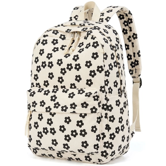 DAKIMOE School Backpack for Teens Cute Girlish Middle High School Bookbag Large Capacity Lightweight Daypack for College Students Black Flower