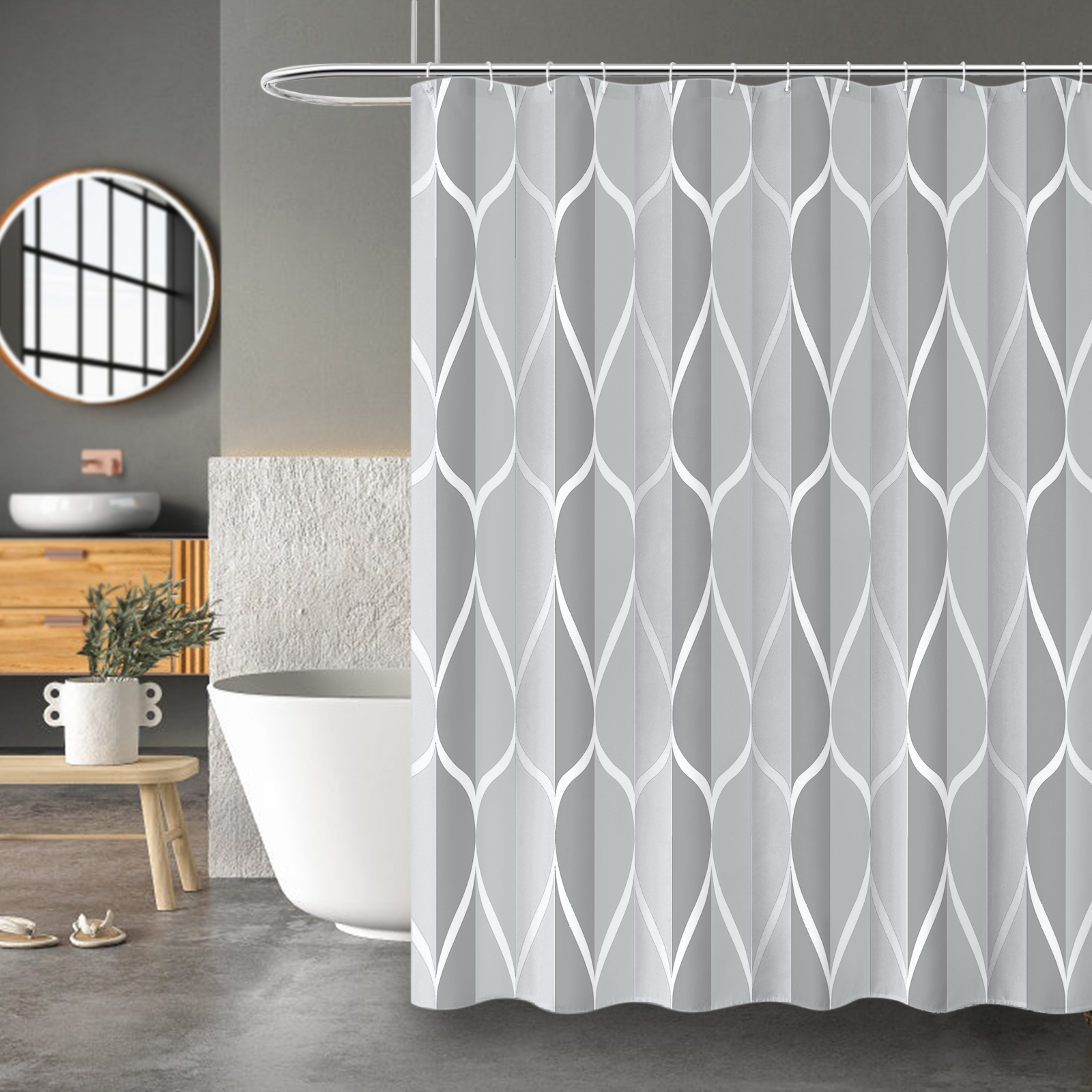 Red Glass Shower Curtain Design 72 x 72 Inch Bathroom Decoration Hotel