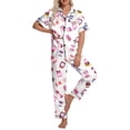 thumbnail image 1 of DAKIMOE Silk Satin Pajamas Set for Women Two-Piece Short Sleeve Shirt with Long Pajama Pant Set Soft Button Down Loungewear Nightwear Pjs Sleepwear for Women, 1 of 9