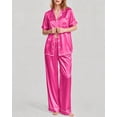 thumbnail image 1 of DAKIMOE Silk Satin Pajamas Set for Women Two-Piece Short Sleeve Shirt with Long Pajama Pant Set Soft Button Down Loungewear Nightwear Pjs Sleepwear for Women, 1 of 10