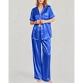 thumbnail image 1 of DAKIMOE Silk Satin Pajamas Set for Women Two-Piece Short Sleeve Shirt with Long Pajama Pant Set Soft Button Down Loungewear Nightwear Pjs Sleepwear for Women, 1 of 10