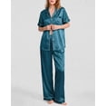 thumbnail image 1 of DAKIMOE Silk Satin Pajamas Set for Women Two-Piece Short Sleeve Shirt with Long Pajama Pant Set Soft Button Down Loungewear Nightwear Pjs Sleepwear for Women, 1 of 10