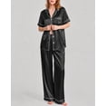 thumbnail image 1 of DAKIMOE Silk Satin Pajamas Set for Women Two-Piece Short Sleeve Shirt with Long Pajama Pant Set Soft Button Down Loungewear Nightwear Pjs Sleepwear for Women, 1 of 10