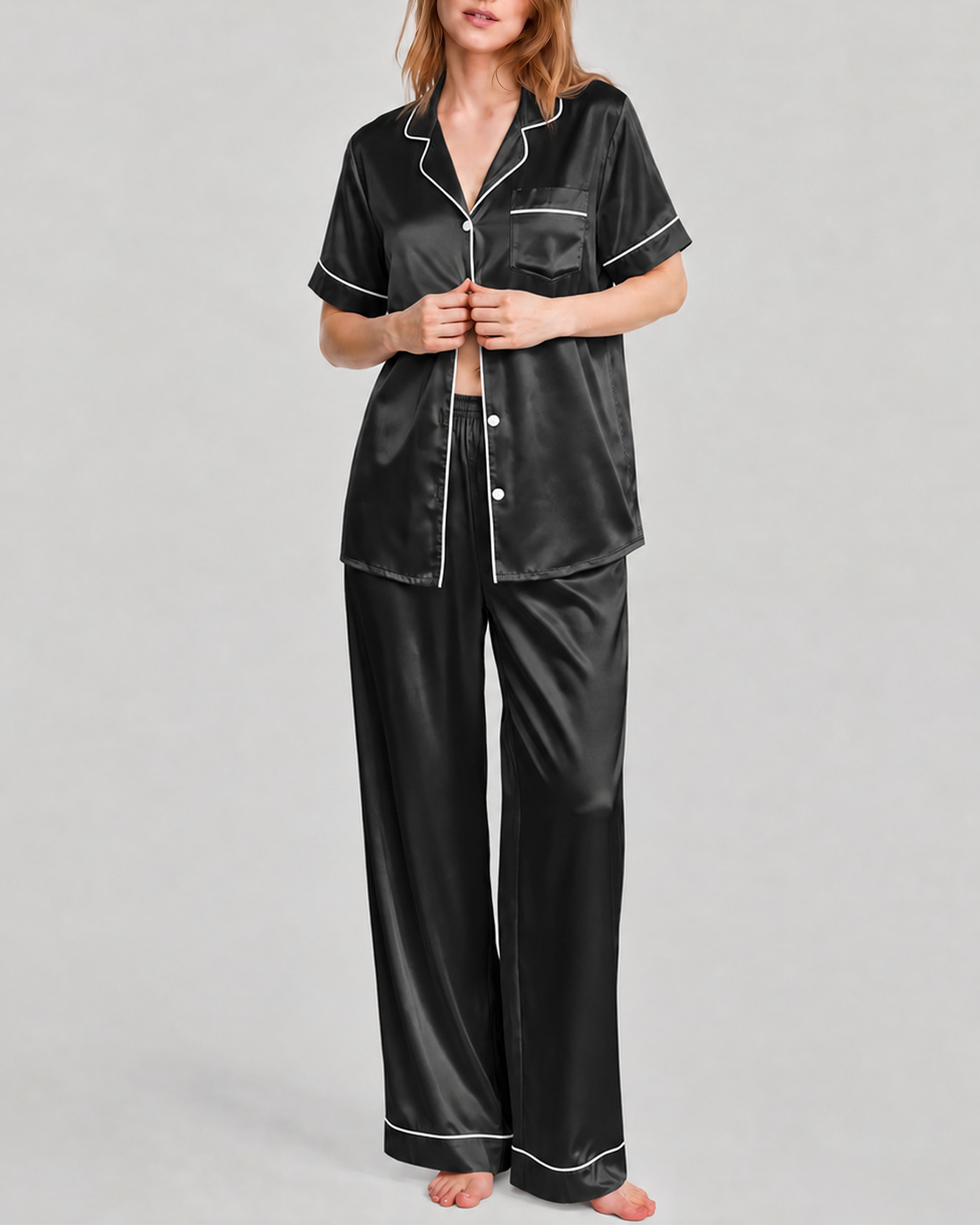 DAKIMOE Silk Satin Pajamas Set Women Two Piece Short Sleeve Shirt Long Pajama Pant Set Soft Button Loungewear Nightwear Pjs Sleepwear Women: Buying Advice That Holds Up